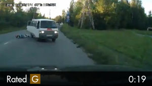 Driver Falls Out of Van Before Crash