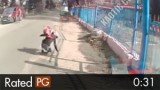 Biker Hits Speed bump at Full Speed