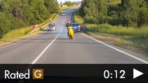 Scooter Almost Causes Head-On Collision